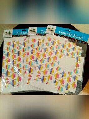 NIB 18 Cupcake Boxes w/ Inserts Party Individual Craft Display Cute To-Go Window